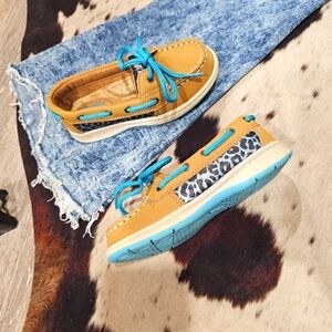 Girls Sperry Shoe Size 12 Austin Brand Teal Lepard Print